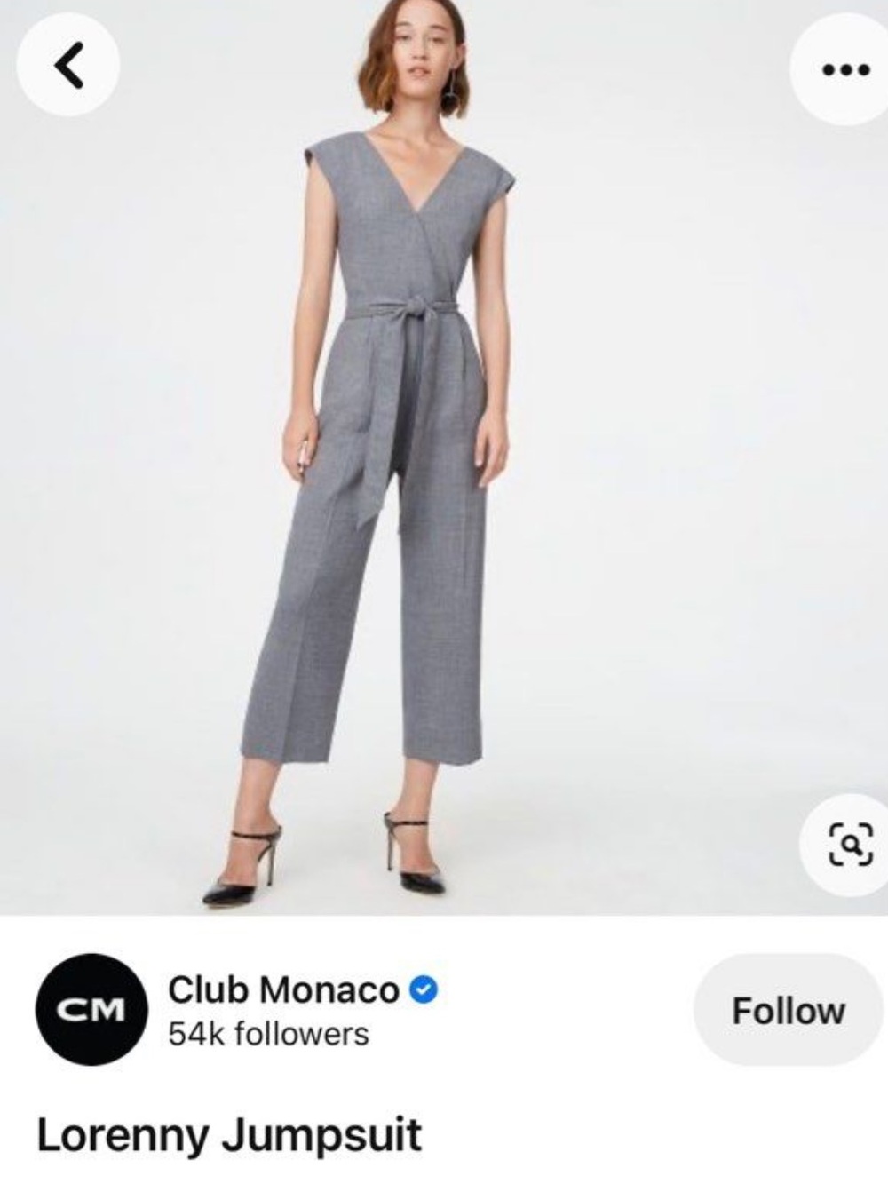 Club Monaco Gray V-Neck Tailored Jumpsuit
